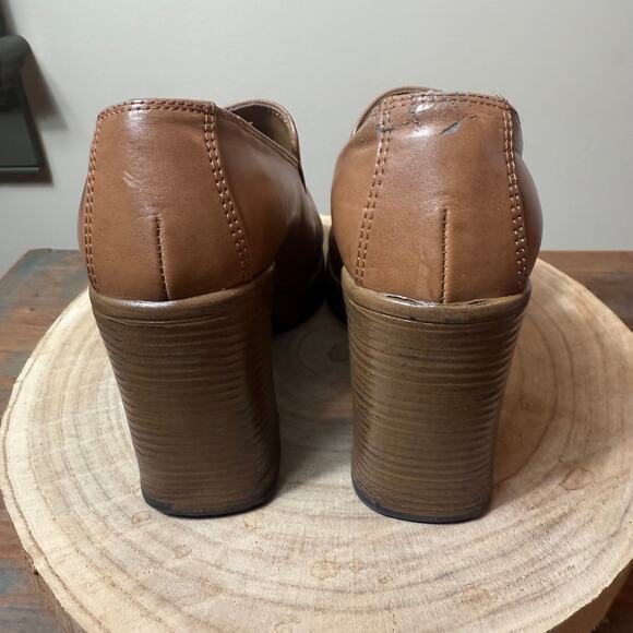 Vintage Tan 90’s Y2K platform Loafers Oxfords Tan Spice Girlies - Picture 5 of 11